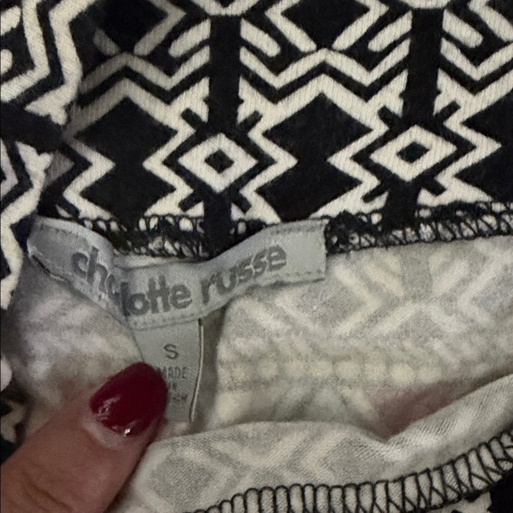 Charlotte Russe Geometric Patterned Skirt - Black, Red, Blue size S - Picture 2 of 5